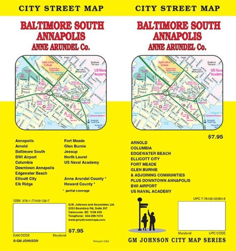 Baltimore Sud - Annapolis - et Anne Arundel County (Maryland) | GM Johnson carte pliée GM Johnson 