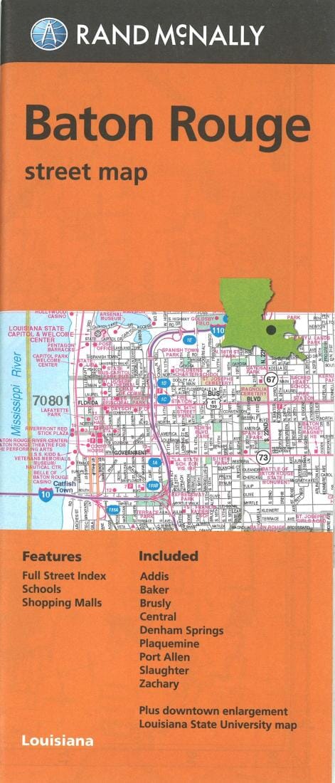 Baton Rogue - Shreveport et Bossier City - Carte des rues de la Louisiane | Rand McNally carte pliée Rand McNally 