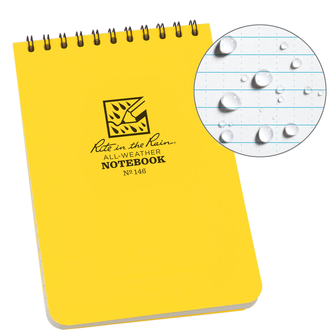 Carnet de voyage waterproof Rite in the Rain 10x15 cm – Spirale supérieure | Rite in the Rain accessoire de voyage Rite in the Rain Yellow 