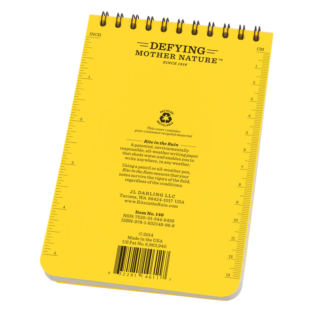 Carnet de voyage waterproof Rite in the Rain 10x15 cm – Spirale supérieure | Rite in the Rain accessoire de voyage Rite in the Rain 