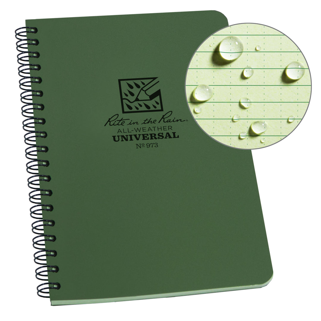 Carnet de voyage waterproof Rite in the Rain – Spirale supérieure | Rite in the Rain accessoire de voyage Rite in the Rain Green 4.875x7" / 12x17cm 