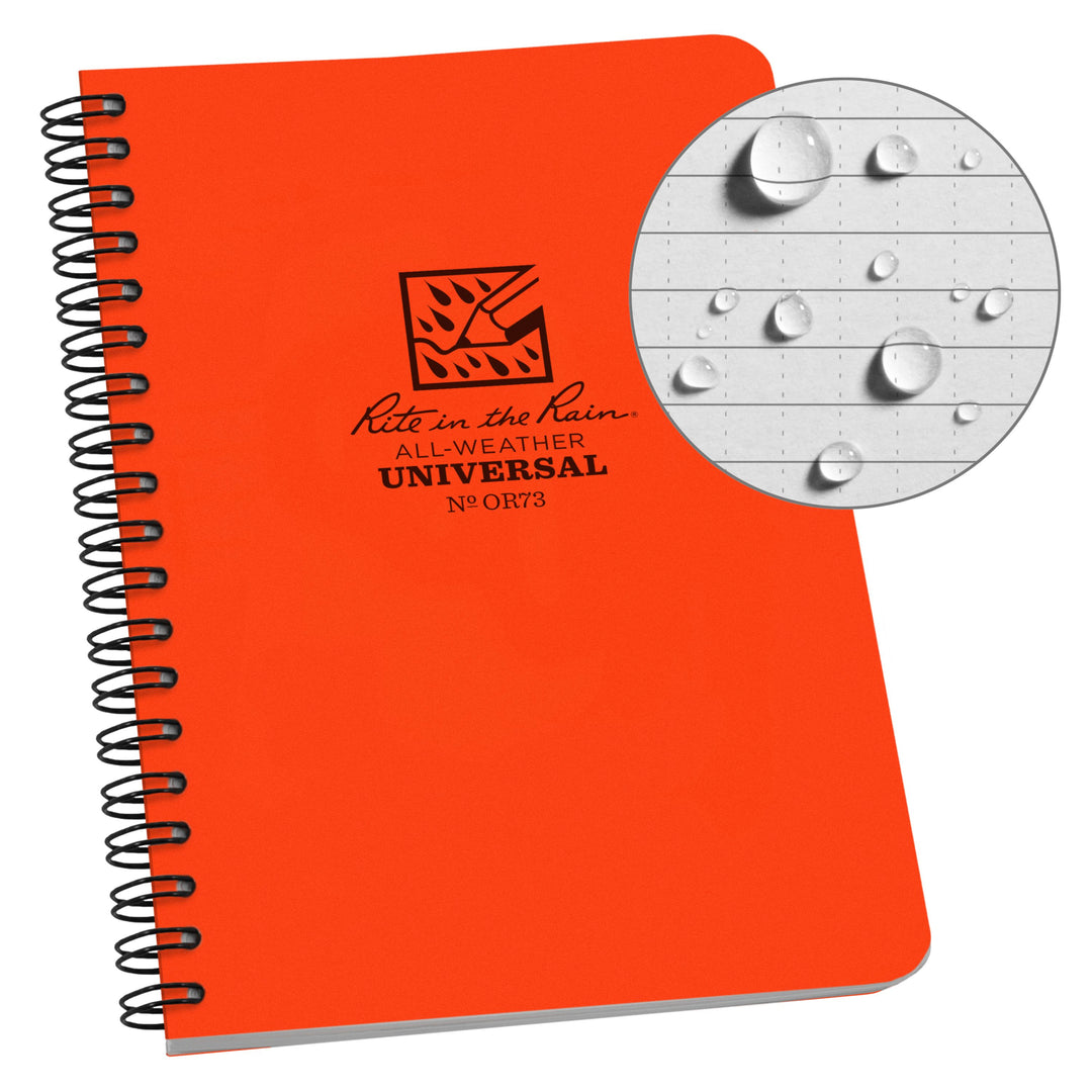 Carnet de voyage waterproof Rite in the Rain – Spirale supérieure | Rite in the Rain accessoire de voyage Rite in the Rain Orange 4.875x7" / 12x17cm 