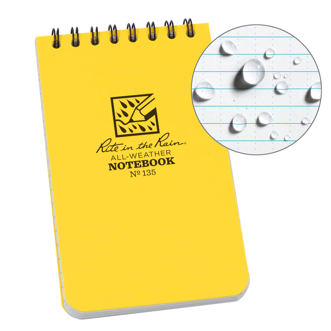 Carnet de voyage waterproof Rite in the Rain – Spirale supérieure | Rite in the Rain accessoire de voyage Rite in the Rain Yellow 3x5" / 8x13 xm 