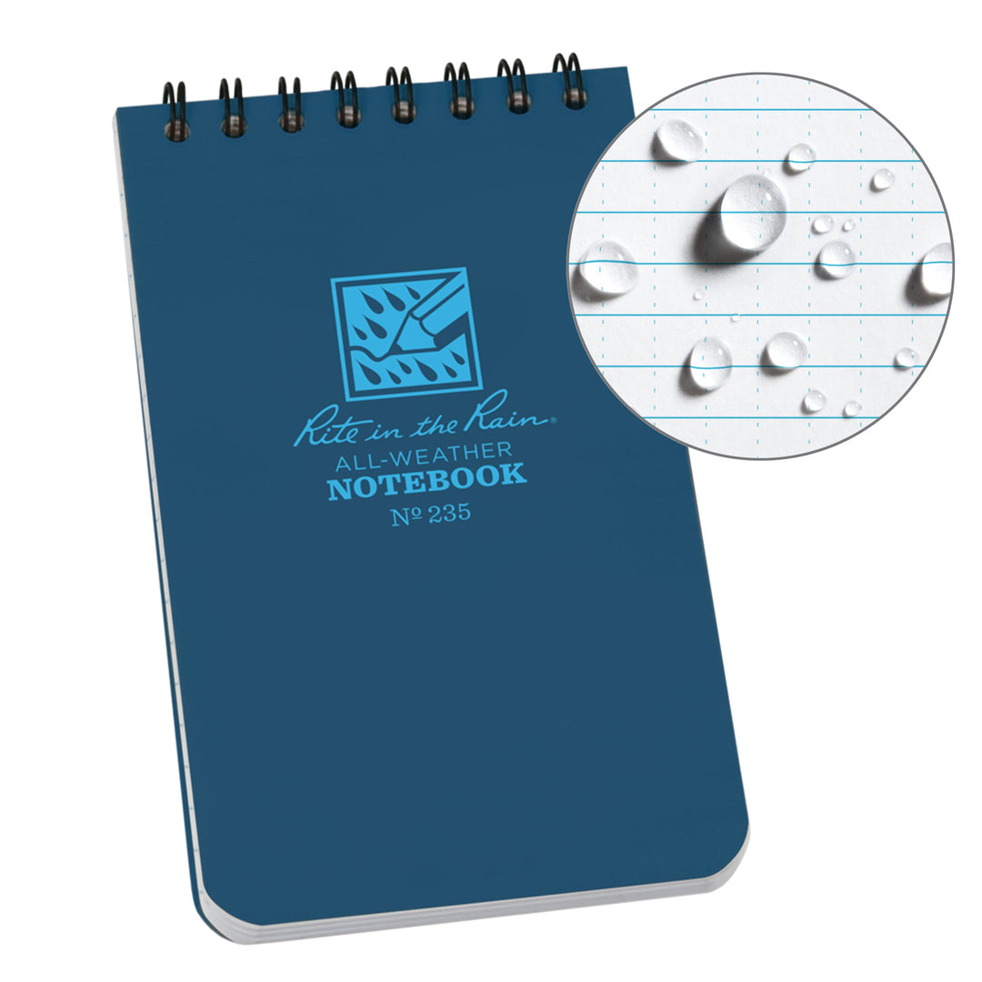 Carnet de voyage waterproof Rite in the Rain – Spirale supérieure | Rite in the Rain accessoire de voyage Rite in the Rain Blue 3x5" / 8x13 xm 