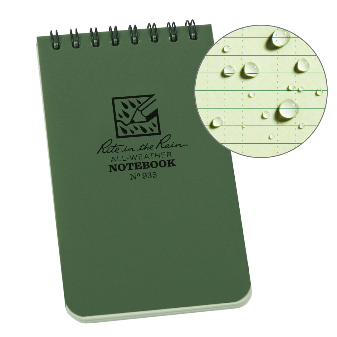 Carnet de voyage waterproof Rite in the Rain – Spirale supérieure | Rite in the Rain accessoire de voyage Rite in the Rain Green 3x5" / 8x13 xm 