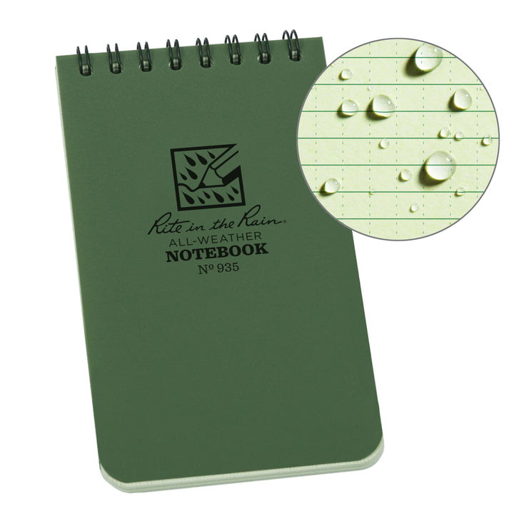 Carnet de voyage waterproof Rite in the Rain – Spirale supérieure | Rite in the Rain accessoire de voyage Rite in the Rain Green 3x5" / 8x13 xm 