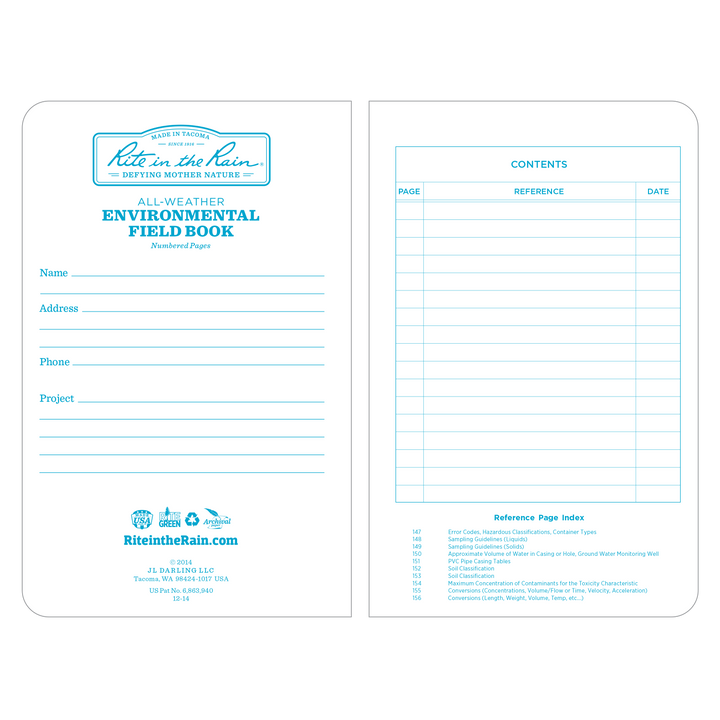 Carnet rigide étanche Rite in the Rain – Environmental 4,75×7,5″ (550F) accessoire de voyage Rite in the Rain 