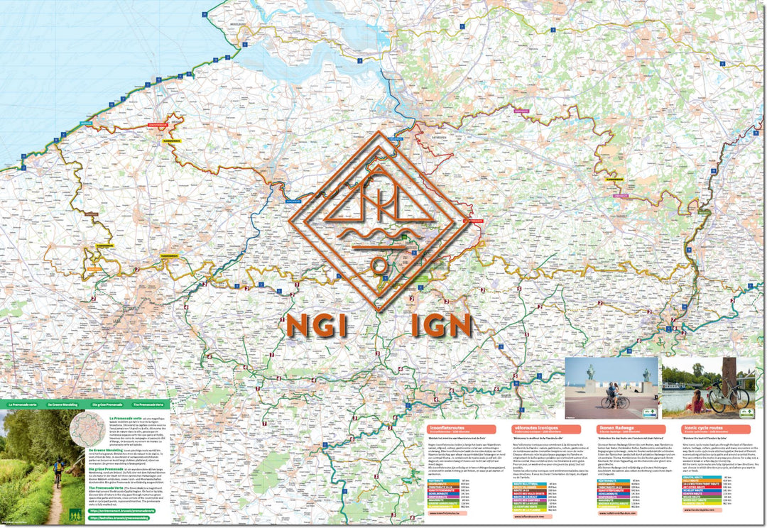 Carte cycliste - La Belgique à vélo | NGI carte pliée IGN Belgique 
