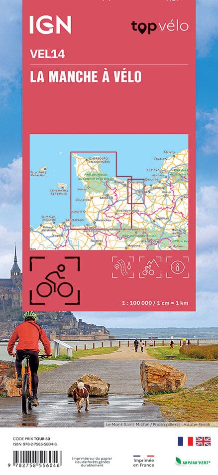 Carte cycliste - La Manche à vélo | IGN carte pliée IGN 