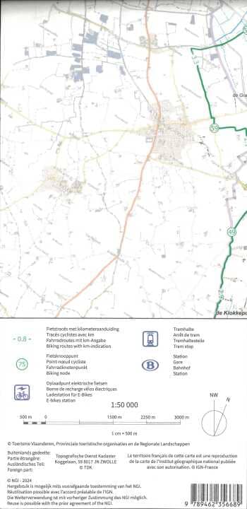 Carte cycliste - La Panne - Knokke-Heist (Belgique) | NGI carte pliée IGN Belgique 