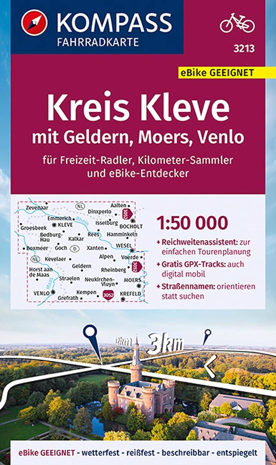 Carte cycliste n° F3213 - Kreis Kleve (Allemagne) | Kompass carte cycliste Kompass 