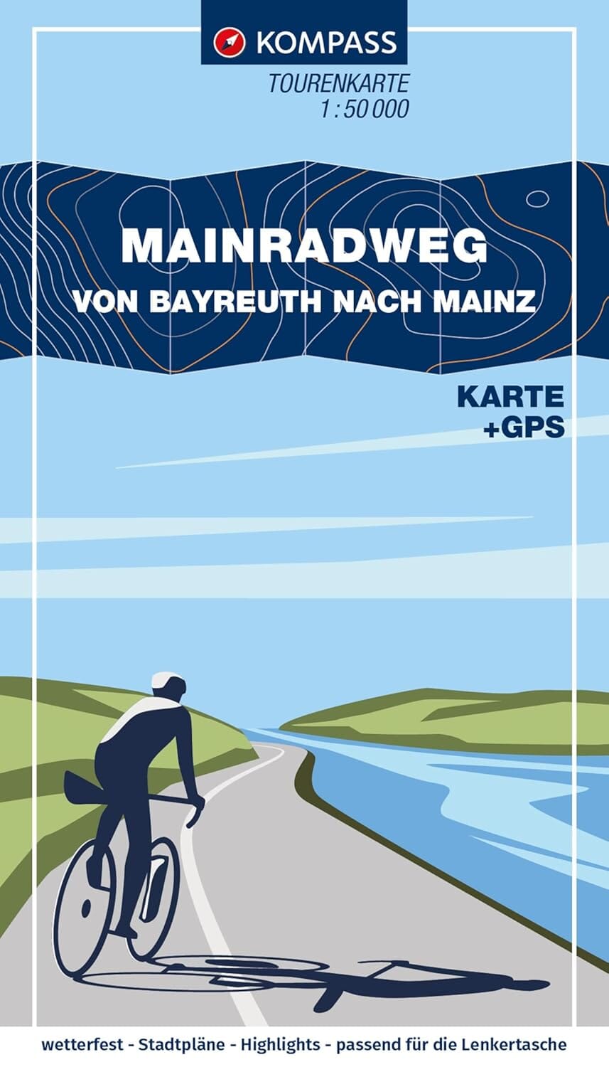 Carte cycliste n° F7003 - Mainradweg, Von Bayreuth nach Mainz | Kompass carte pliée Kompass 