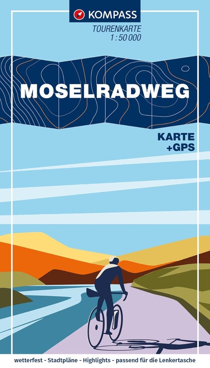 Carte cycliste n° F7007 - Piste cyclable de la Moselle | Kompass carte pliée Kompass 