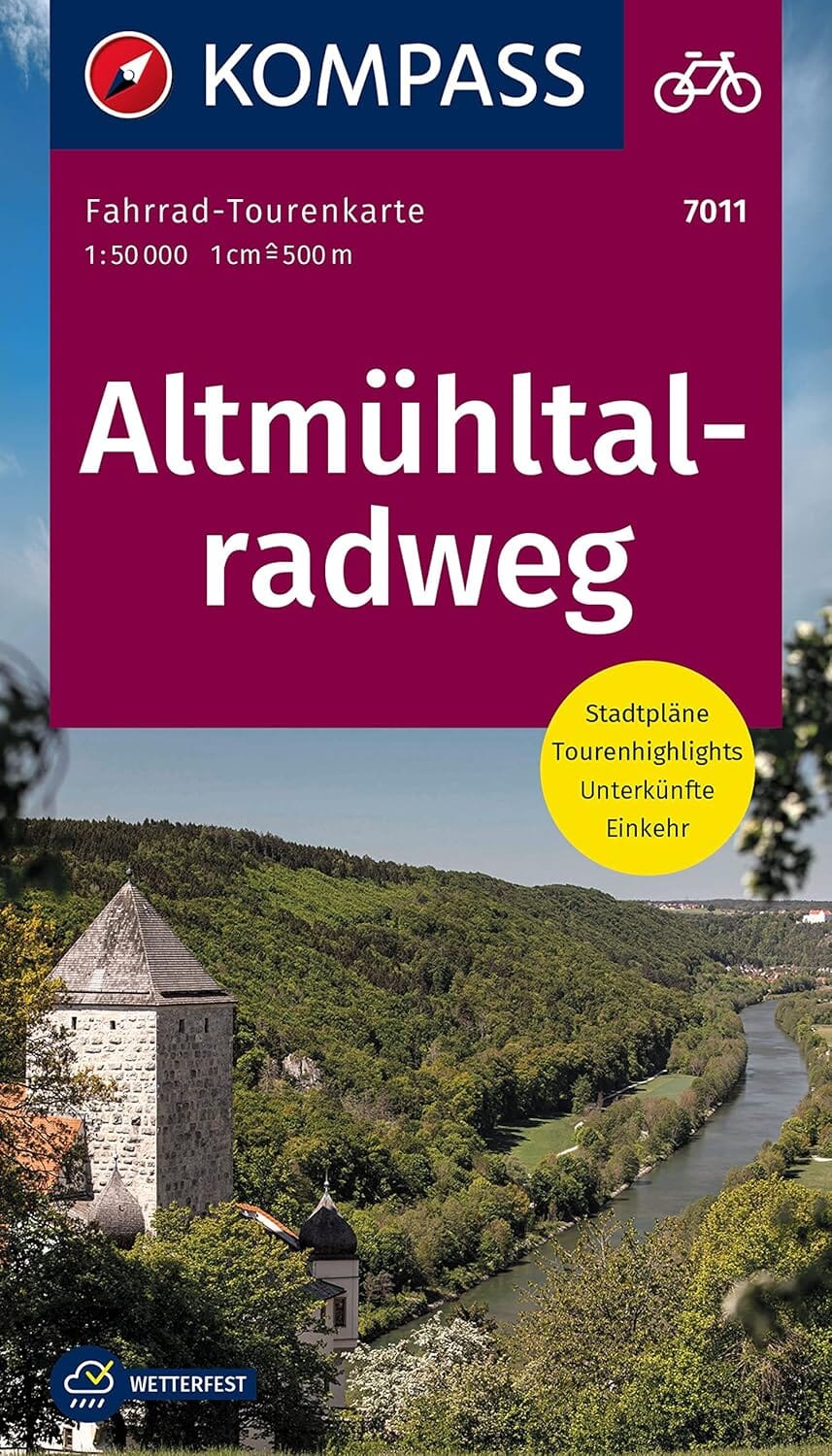 Carte cycliste n° F7010 - Piste cyclable de l'Altmühltal / Altmuhltal-Radweg (Allemagne) | Kompass carte cycliste Kompass 