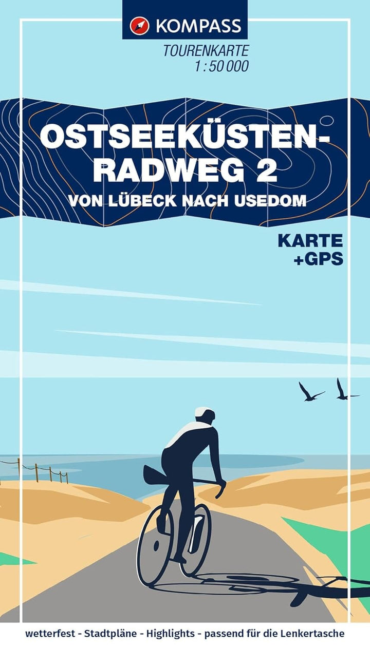 Carte cycliste n° F7031 - Mer Baltique 2, de Lübeck à Usedom (Allemagne) | Kompass carte pliée Kompass 