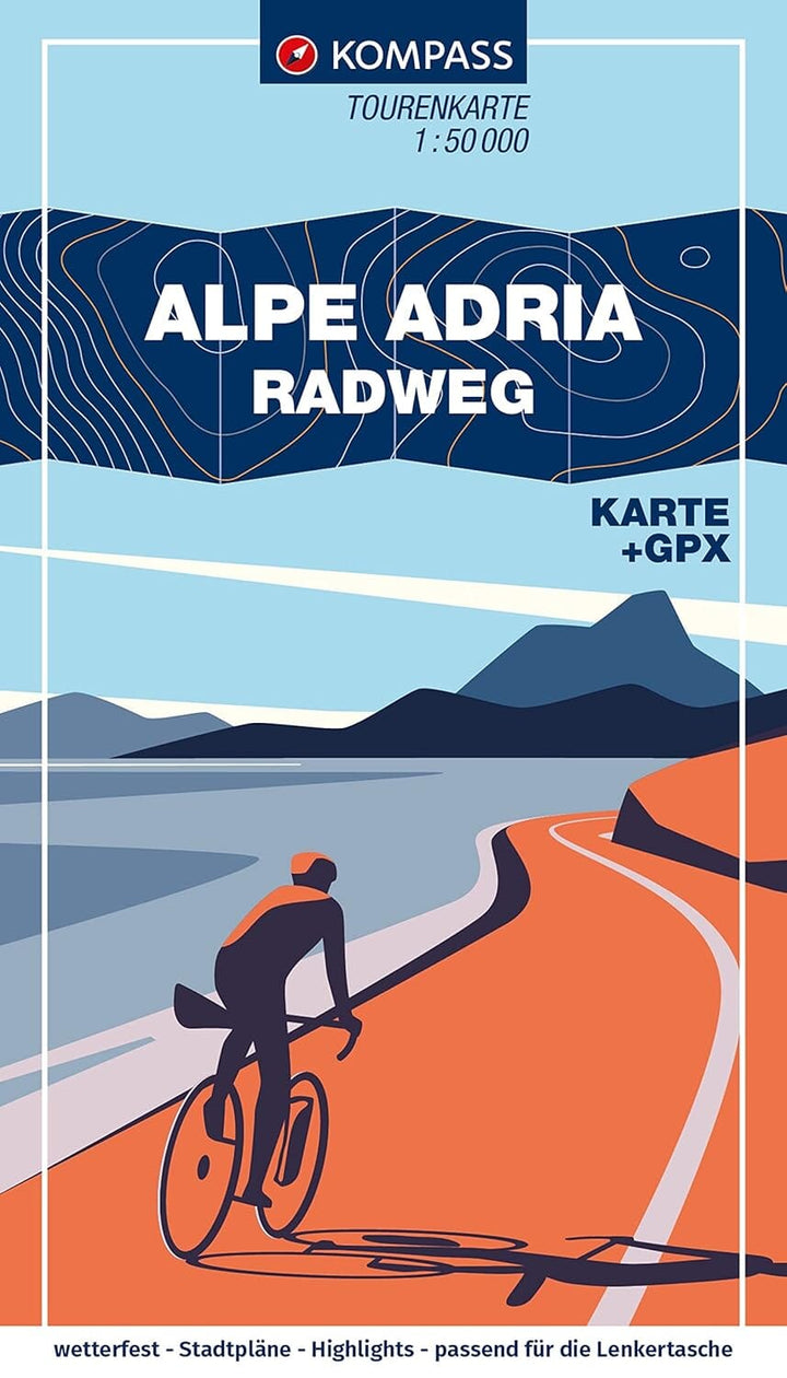 Carte cycliste n° F7059 - Alpe Adria (Autriche, Italie) | Kompass carte cycliste Kompass 