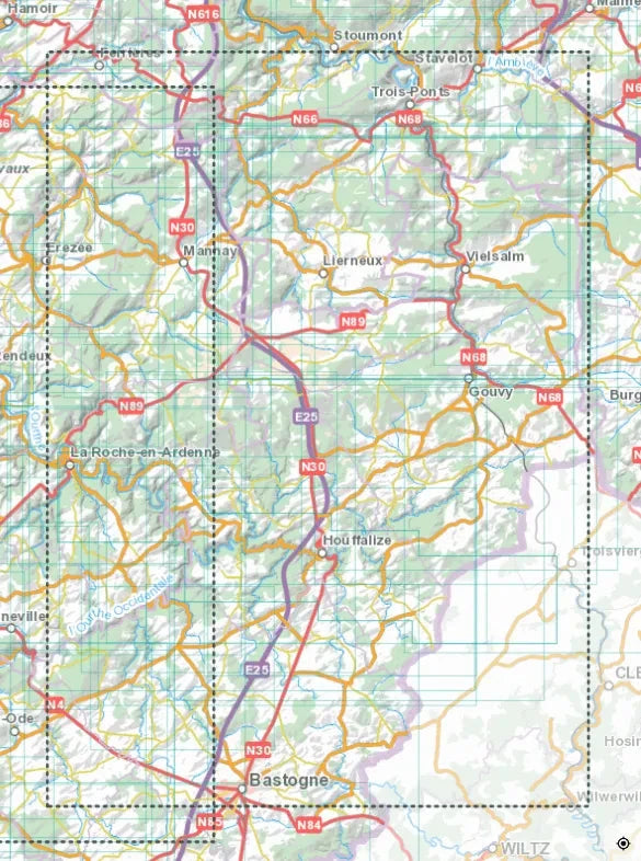 Carte cycliste - Province de Luxembourg - Nord | NGI carte cycliste IGN Belgique 