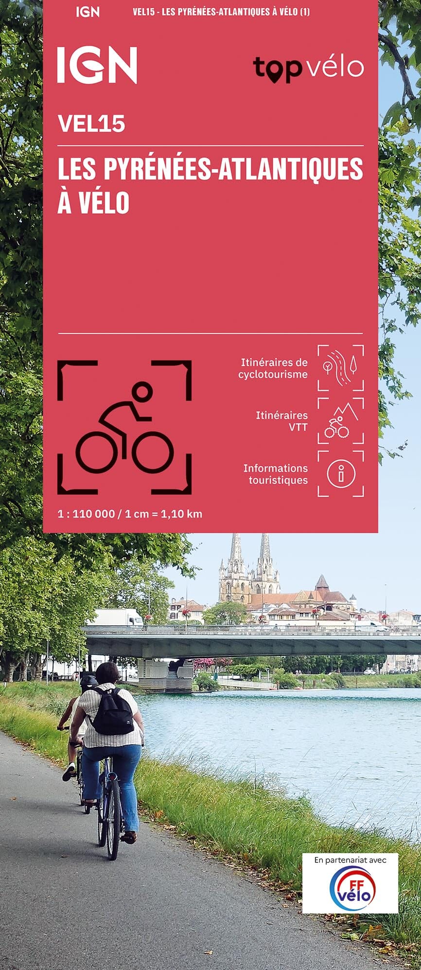 Carte cycliste - Pyrénées-Atlantiques à vélo | IGN carte pliée IGN 