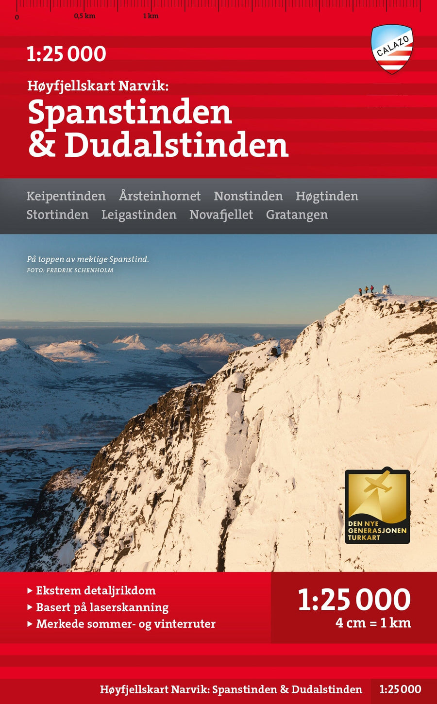 Carte de haute montagne - Narvik: Spanstinden & Dudalstinden (Norvège) | Calazo - Høyfjellskart carte pliée Calazo 