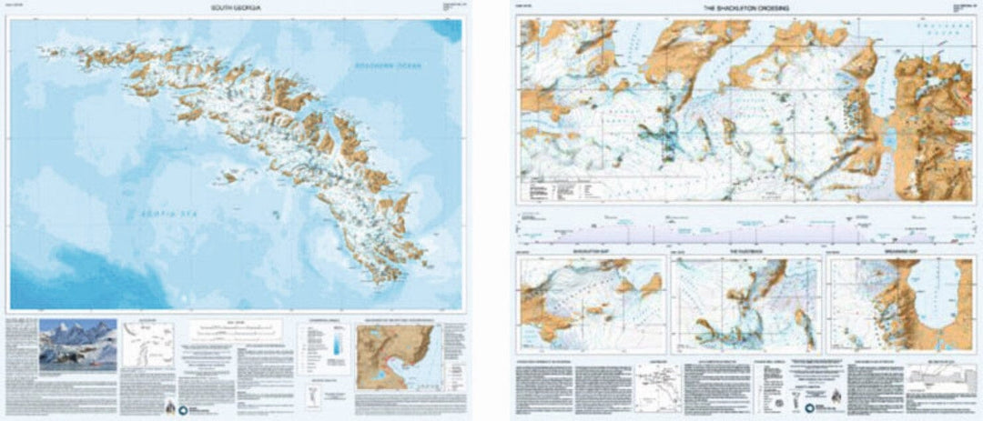 Carte de la Géorgie du Sud et de Shackleton Crossing | British Antarctic Survey carte murale petit tube British Antarctic Survey 