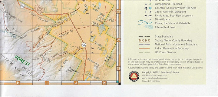 Carte de l'autoroute 395 : Carson City (Nevada) to Lone Pine (California) | Benchmark Maps carte pliée Benchmark Maps 