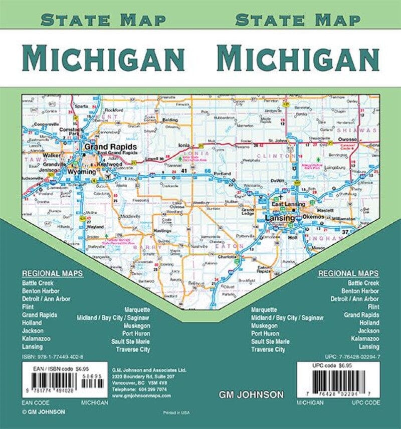 Carte de l'État du Michigan | GM Johnson carte pliée GM Johnson 