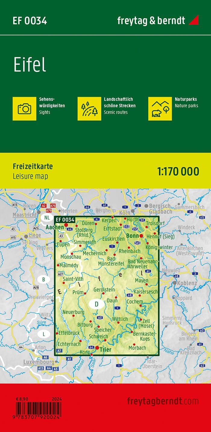 Carte de loisirs - Eifel | Freytag & Berndt carte pliée Freytag & Berndt 