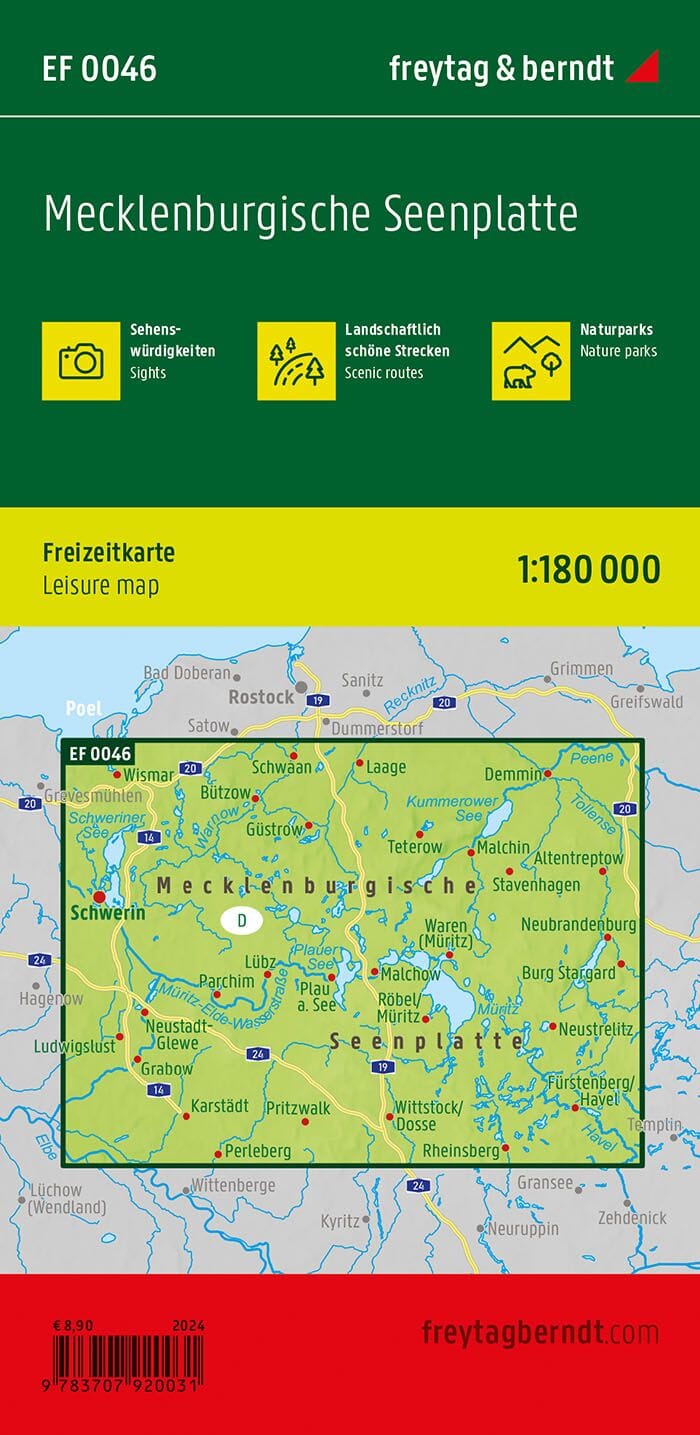 Carte de loisirs - Région des lacs du Mecklembourg | Freytag & Berndt carte pliée Freytag & Berndt 