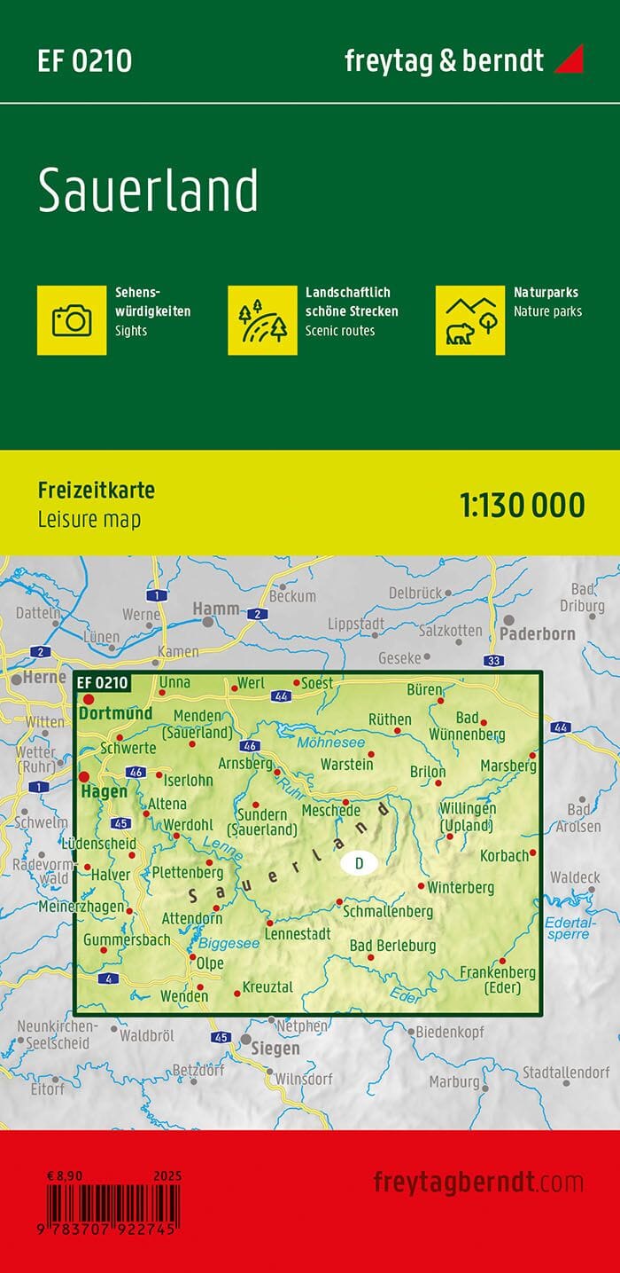 Carte de loisirs - Sauerland Erlebnisführe | Freytag & Berndt carte pliée Freytag & Berndt 