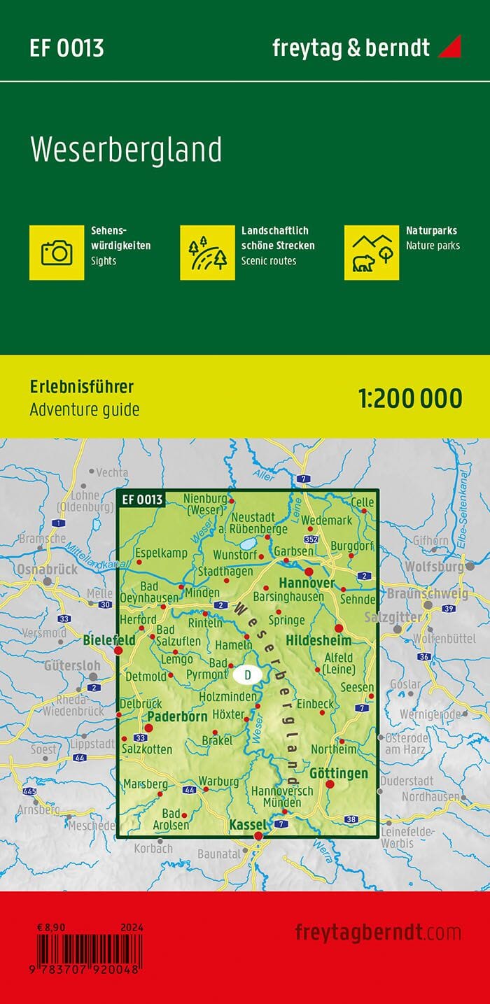 Carte de loisirs - Weserbergland | Freytag & Berndt carte pliée Freytag & Berndt 