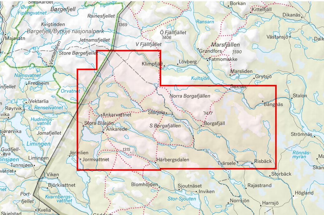 Carte de montagne - Borgafjäll, Saxnäs och Stekenjokk (Suède) | Calazo - 1/50 000 carte pliée Calazo 