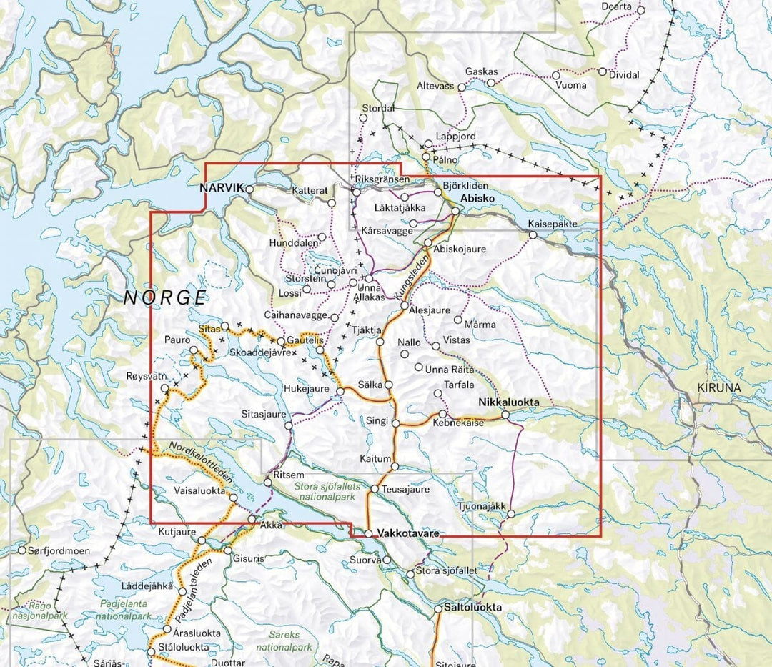 Carte de montagne - Kebnekaisefjällen & Narvik (Suède) | Calazo - 1/100 000 carte pliée Calazo 