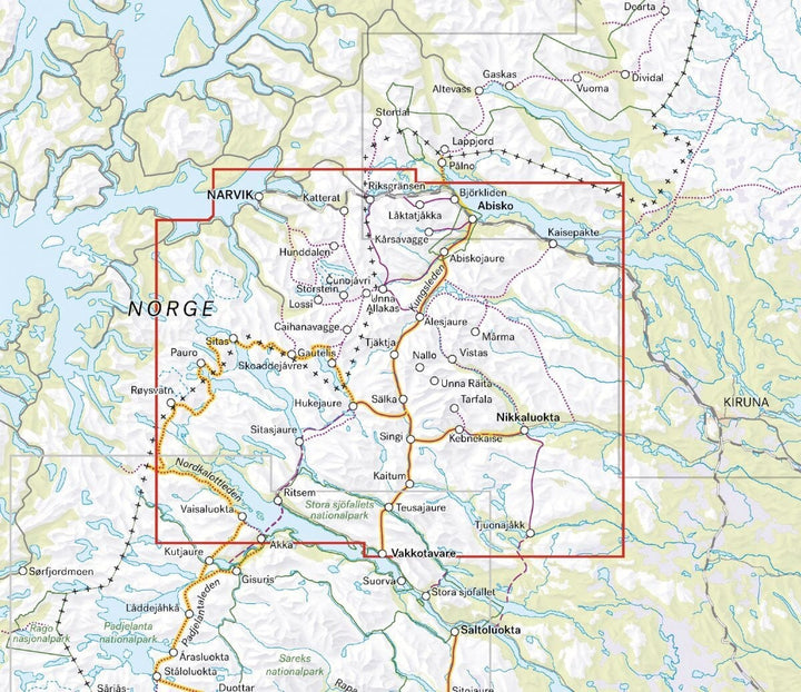 Carte de montagne - Kebnekaisefjällen & Narvik (Suède) | Calazo - 1/100 000 carte pliée Calazo 