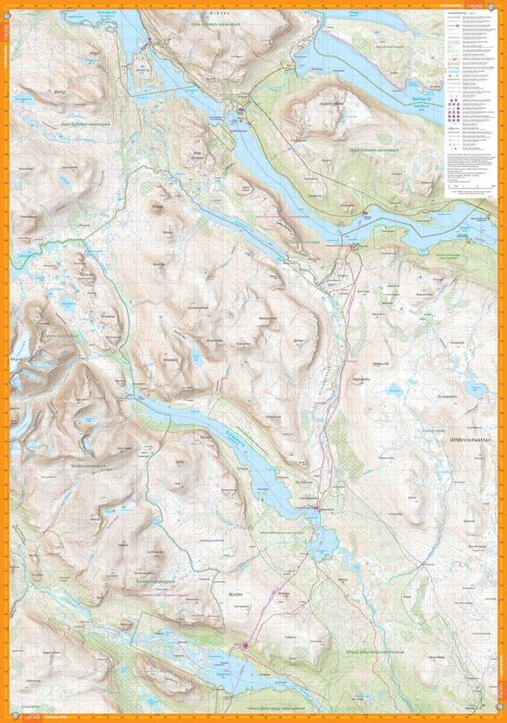 Carte de montagne - Kungsleden 3 : Saltouluokta - Kvikkjokk (Suède) | Calazo - 1/50 000 carte pliée Calazo 