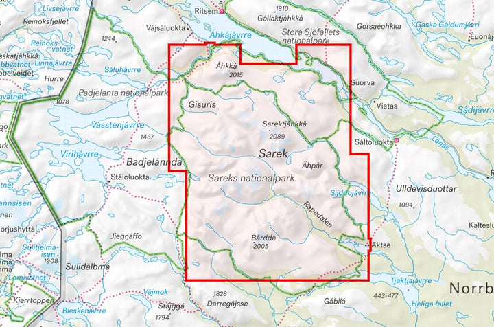 Carte de montagne - Sareks nationalpark (Suède) | Calazo - 1/50 000 carte pliée Calazo 