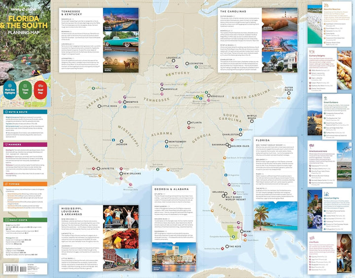 Carte de planification (en anglais) - Florida & the South | Lonely Planet carte de voyage Lonely Planet EN 