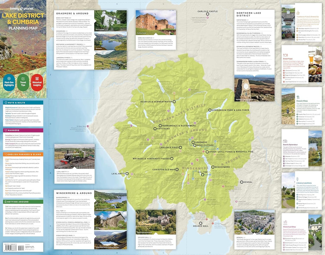 Carte de planification (en anglais) - Lake District & Cumbria | Lonely Planet carte pliée Lonely Planet EN 