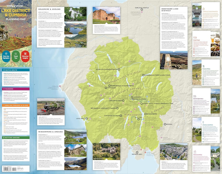 Carte de planification (en anglais) - Lake District & Cumbria | Lonely Planet carte pliée Lonely Planet EN 