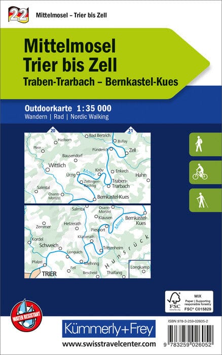 Carte de plein air n° WK.22 - Mittelmosel - Trier à Zell (Allemagne) | Kümmerly & Frey carte pliée Kümmerly & Frey 