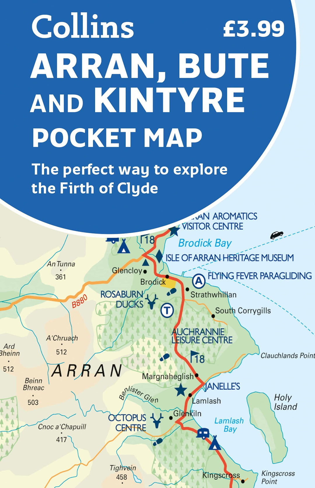 Carte de poche - Arran, Bute & Kintyre (Écosse) | Collins carte pliée Collins 