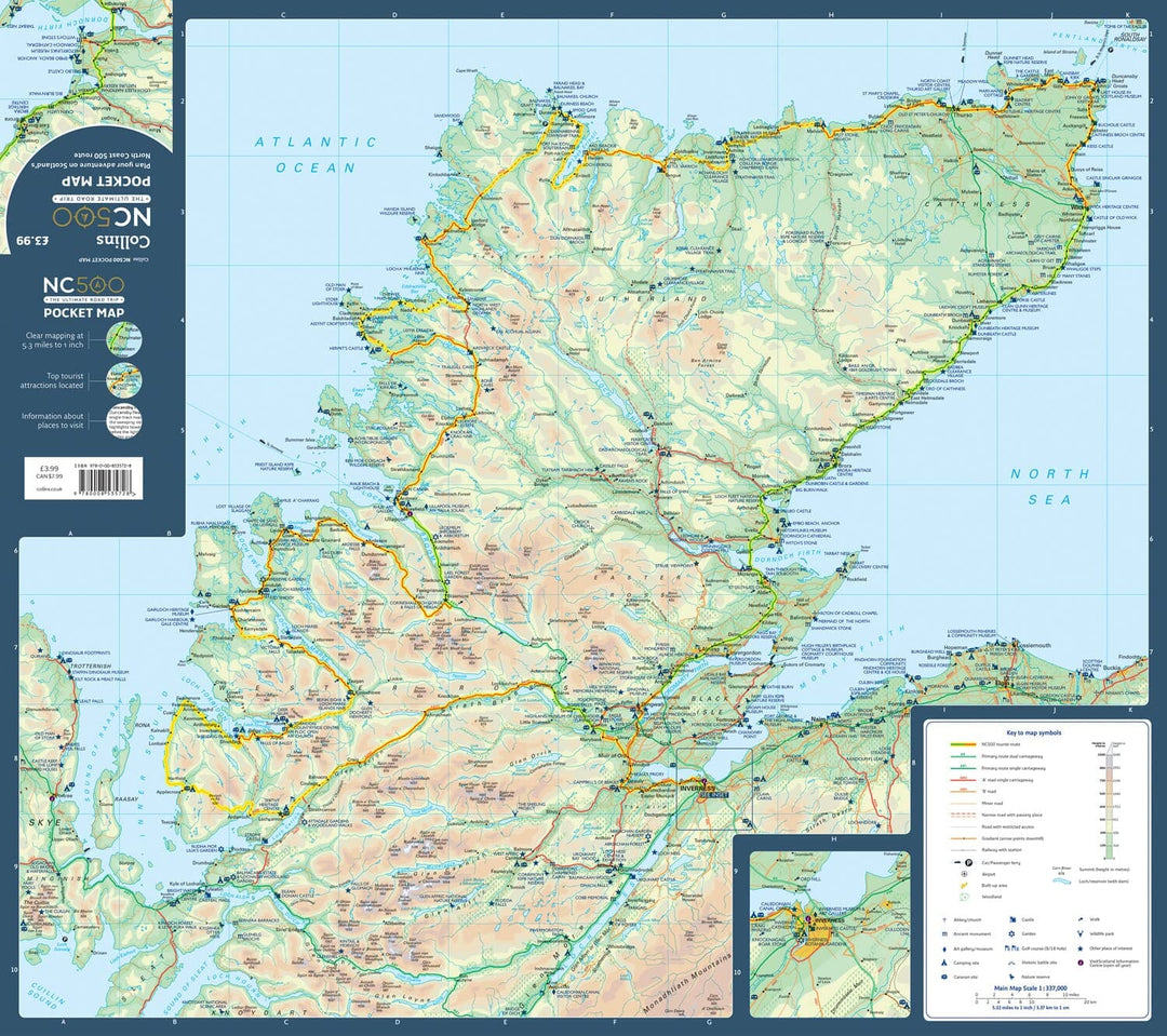 Carte de poche - Scotland’s North Coast 500 Route Official Map | Collins carte pliée Collins 