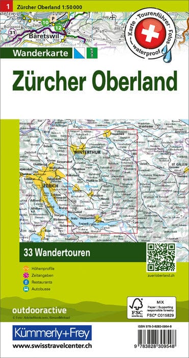 Carte de randonnée backcountry n° HKF.WK.01 - Zürcher Oberland (Suisse) | Hallwag carte pliée Hallwag 