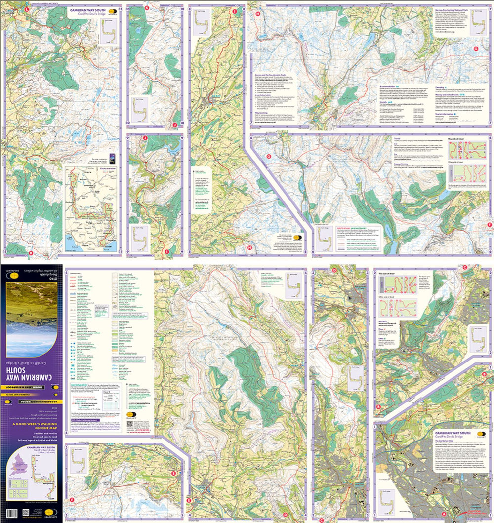 Carte de randonnée - Cambrian Way South XT40 | Harvey Maps carte pliée Harvey Maps 