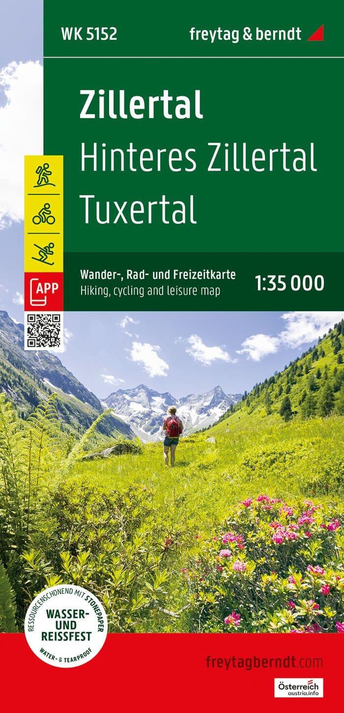 Carte de randonnée et cycliste n° WKD5152 - Zillertal, Tuxertal | Freytag & Berndt carte pliée Freytag & Berndt 