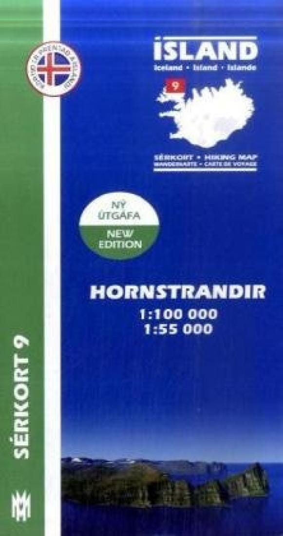 Carte de randonnée Hornstrandir | Mal og menning carte pliée Mal og menning 