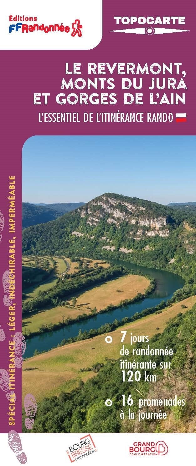 Carte de randonnée - Le Revermont, monts du Jura et gorges de l'Ain | FFRandonnée carte pliée FFR - Fédération Française de Randonnée 