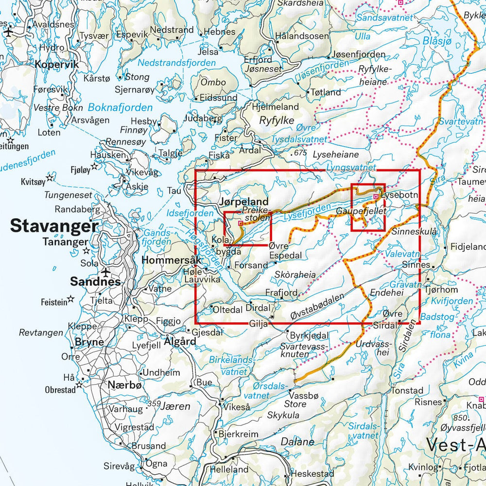 Carte de randonnée - Lysefjorden, Preikestoelen & Kjerag (Norvège) | Calazo - 1/50 000 carte de randonnée Calazo 