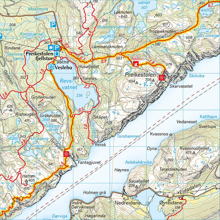 Carte de randonnée - Lysefjorden, Preikestoelen & Kjerag (Norvège) | Calazo - 1/50 000 carte de randonnée Calazo 