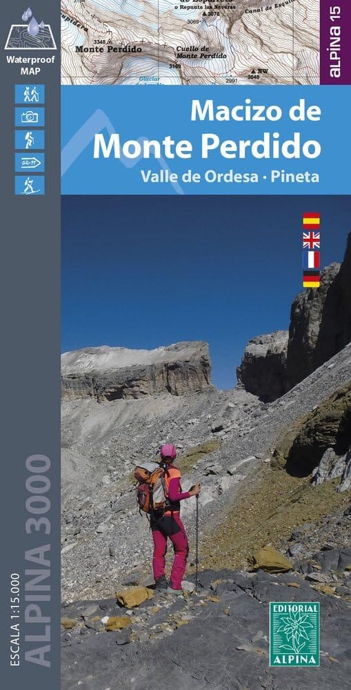 Carte de randonnée - Massif du Mont Perdu & Vallée d'Ordesa & Pineta (Pyrénées aragonaises) | Alpina carte pliée Editorial Alpina 