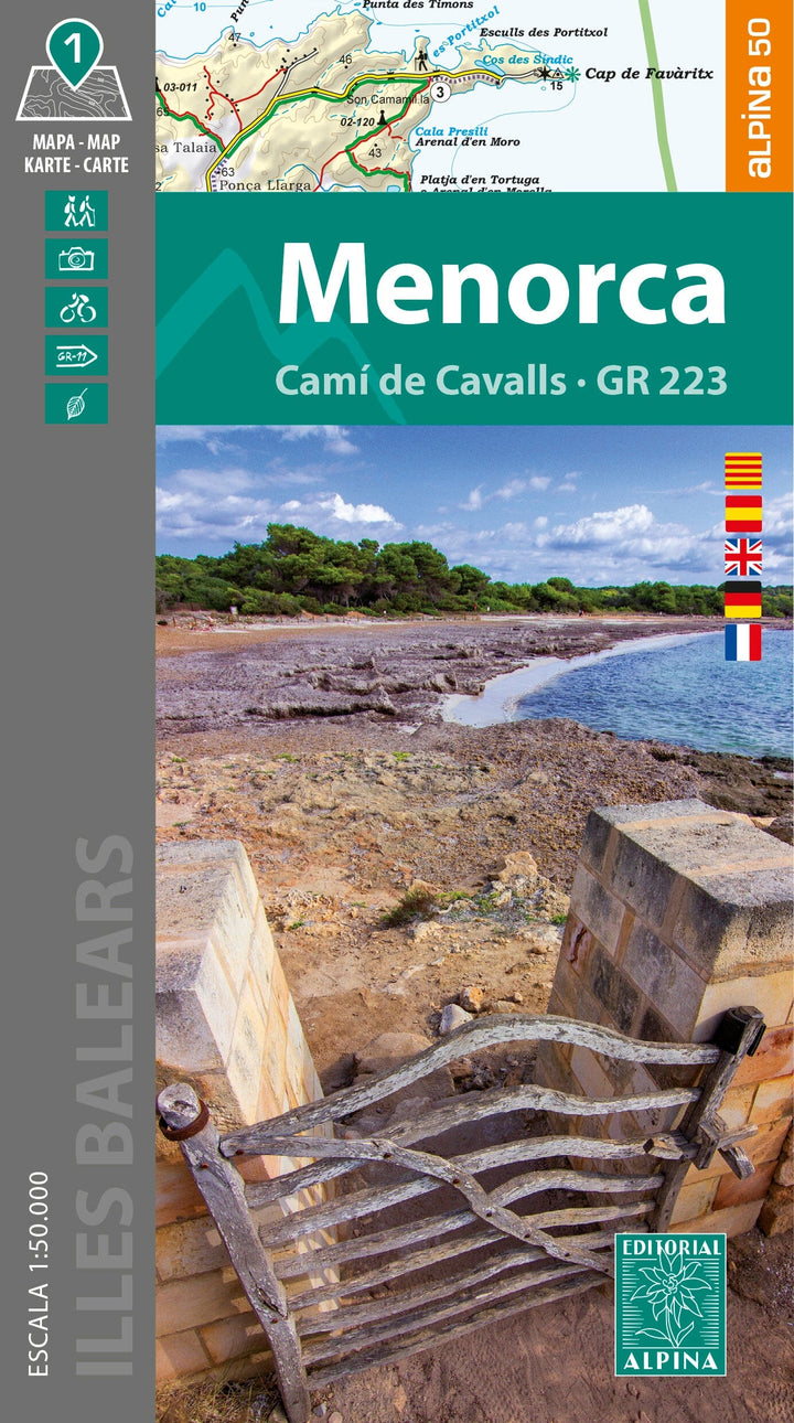 Carte de randonnée - Minorque, Cami de Cavall GR223 (îles Baléares) | Alpina carte pliée Editorial Alpina 
